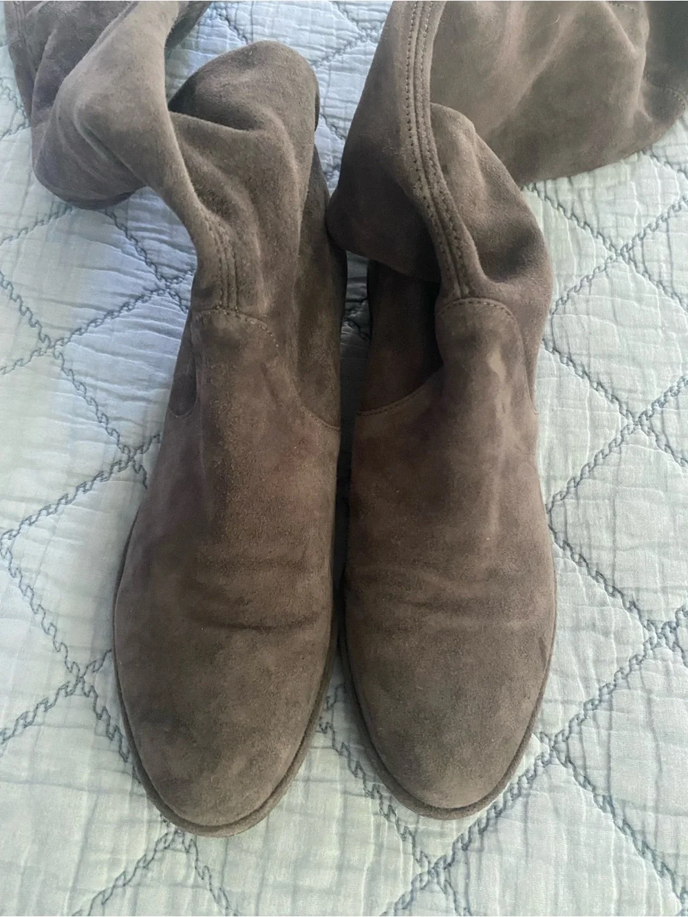 Stuart Weitzman Lowland Over-the-Knee Boots Grey Suede Size 6.5